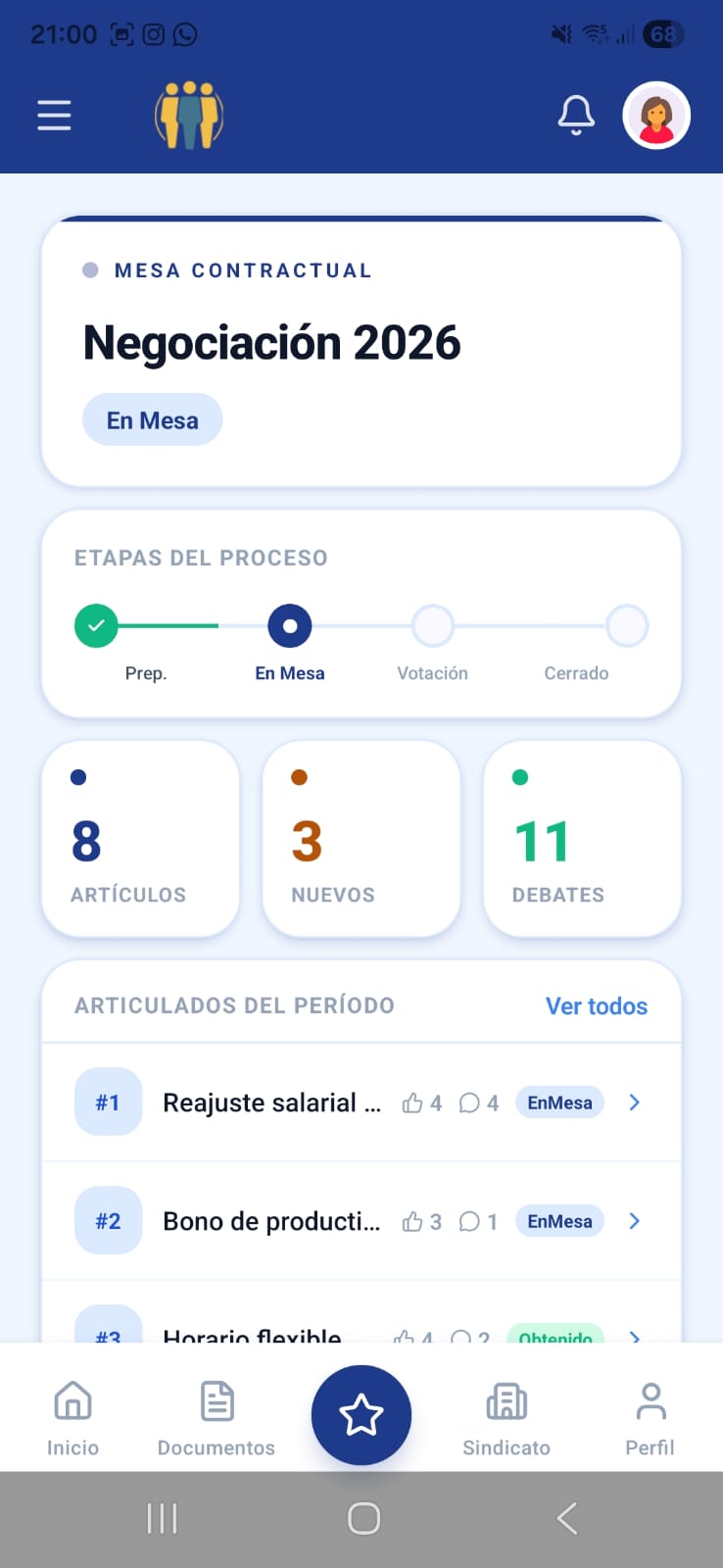 Negociación colectiva en app GREMIUM